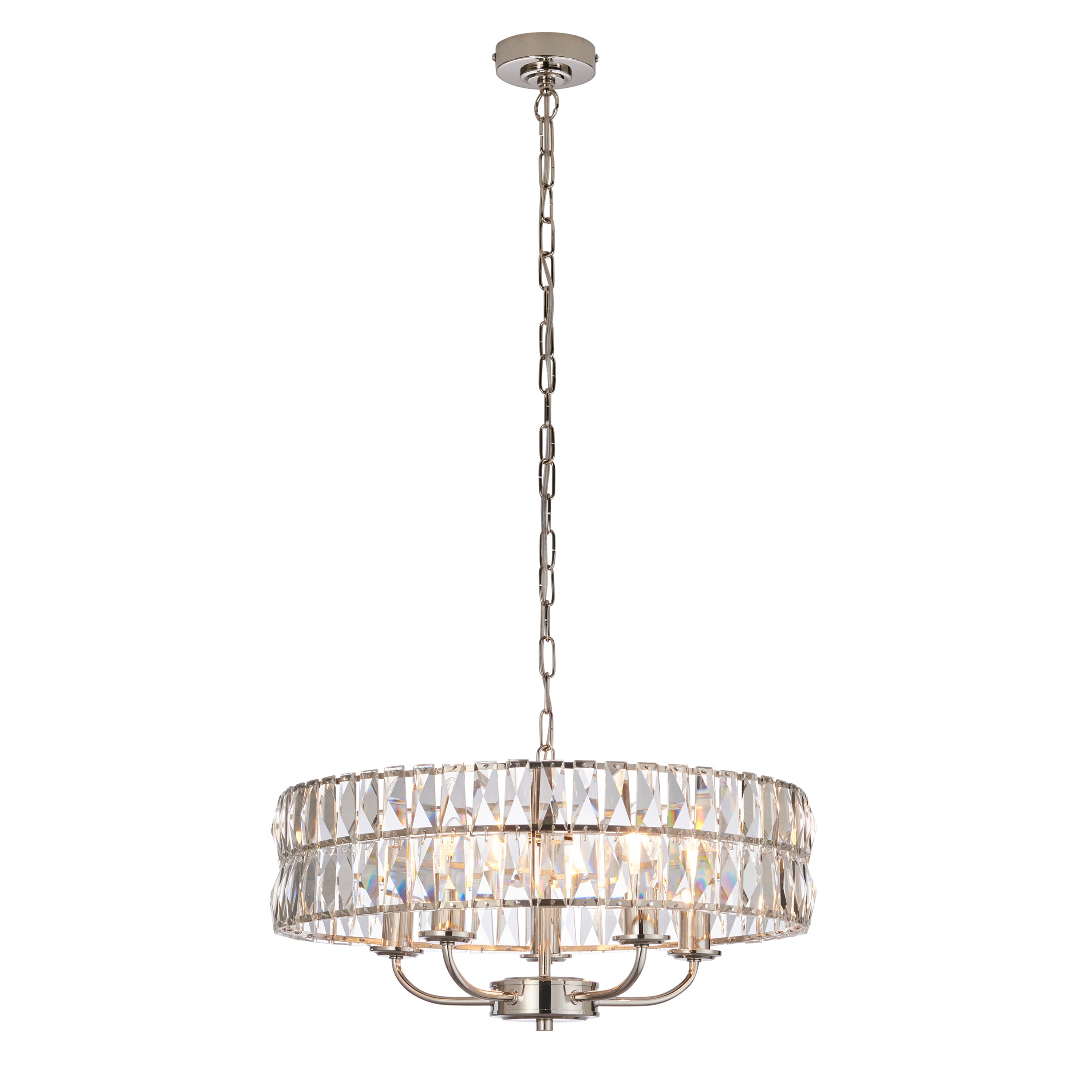 Albion Bright Nickel & Crystal Glass Pendant Light | Large
